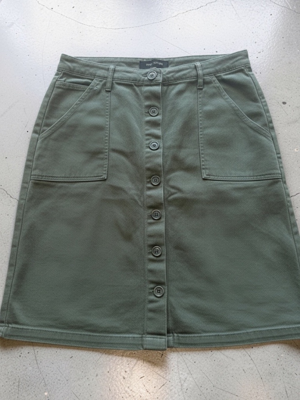 Pink Tartan Olive Green Cotton Button-Front Skirt Size 8 - Picture 3 of 9